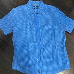 Hugo Boss Blue Polka Dot Casual Shirt